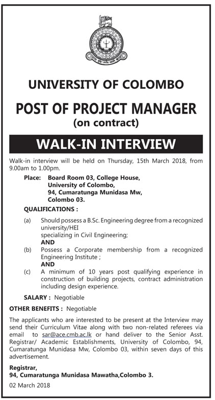 Project Manager - University of Colombo